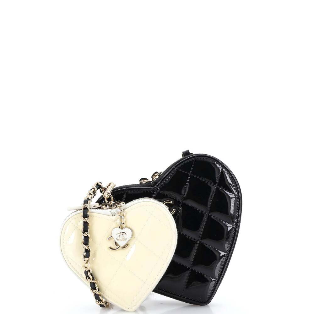 Chanel Double Heart Clutch With Chain #258798C31B